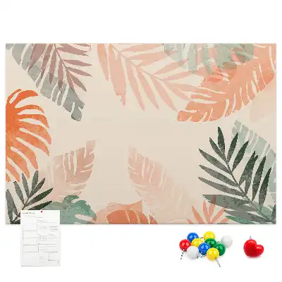 Kork-Pinnwand mit botanischem Blätter-Motiv