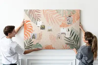 Kork-Pinnwand mit botanischem Blätter-Motiv