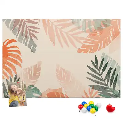 Kork-Pinnwand mit botanischem Blätter-Motiv