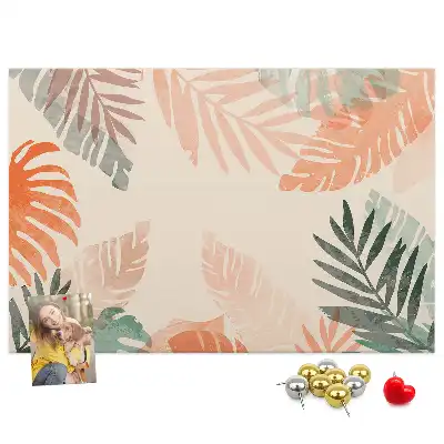 Kork-Pinnwand mit botanischem Blätter-Motiv