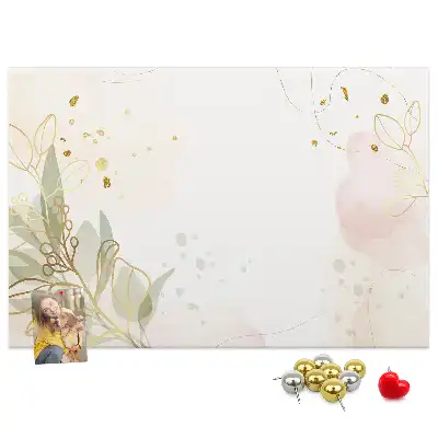Bedruckte Korkplatte mit goldener linearer Grafik