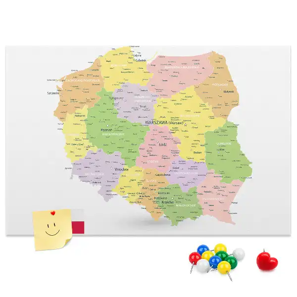 Bilder-Korktafel Kartografie des Landes Polen
