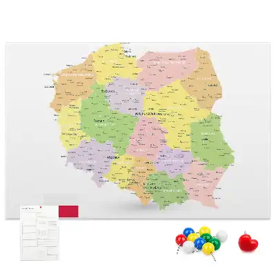 Bilder-Korktafel Kartografie des Landes Polen