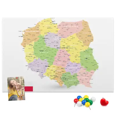 Bilder-Korktafel Kartografie des Landes Polen