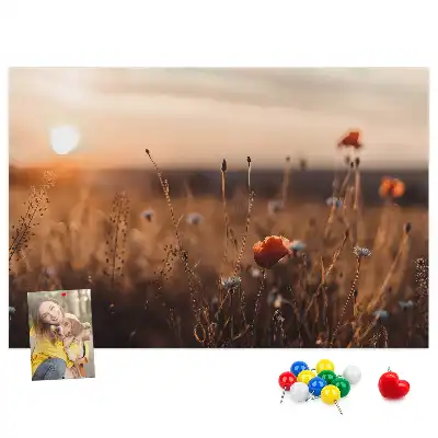 Bilder-Korktafel Feld Sonnenaufgang