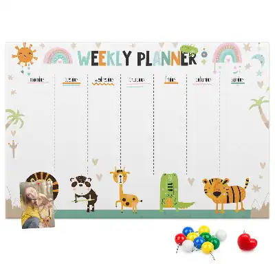Bedruckte Korkplatte Wochenplaner Tiere