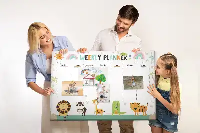Bedruckte Korkplatte Wochenplaner Tiere