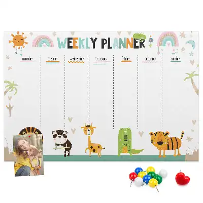 Bedruckte Korkplatte Wochenplaner Tiere