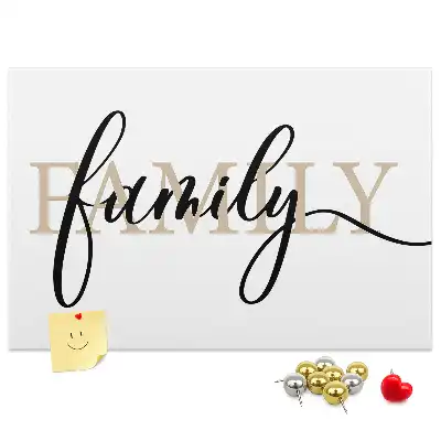 Kork-Pinnwand in Form des Wortes Family