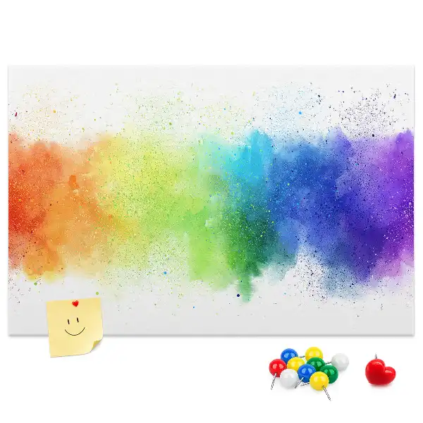 Kork-Pinnwand mit abstraktem Regenbogen-Motiv