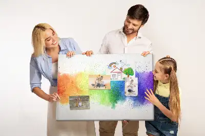 Kork-Pinnwand mit abstraktem Regenbogen-Motiv