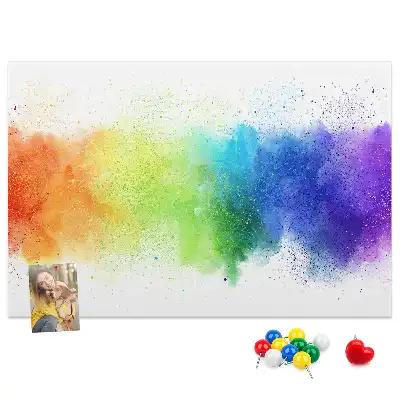 Kork-Pinnwand mit abstraktem Regenbogen-Motiv