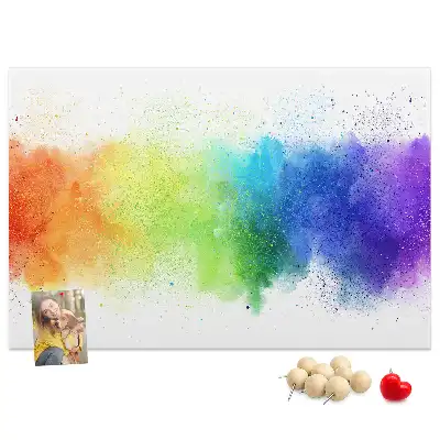 Kork-Pinnwand mit abstraktem Regenbogen-Motiv