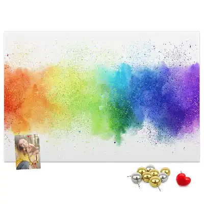 Kork-Pinnwand mit abstraktem Regenbogen-Motiv