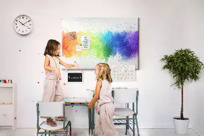 Kork-Pinnwand mit abstraktem Regenbogen-Motiv