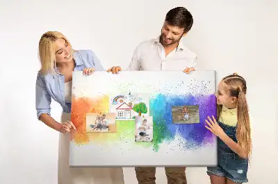 Kork-Pinnwand mit abstraktem Regenbogen-Motiv
