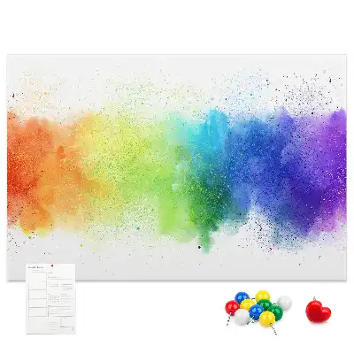 Kork-Pinnwand mit abstraktem Regenbogen-Motiv