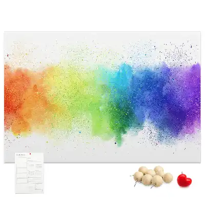 Kork-Pinnwand mit abstraktem Regenbogen-Motiv