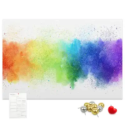 Kork-Pinnwand mit abstraktem Regenbogen-Motiv