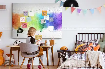 Kork-Pinnwand mit abstraktem Regenbogen-Motiv