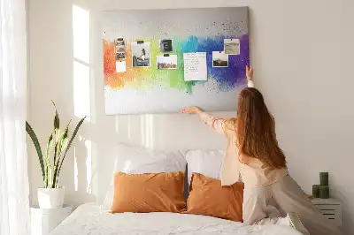 Kork-Pinnwand mit abstraktem Regenbogen-Motiv