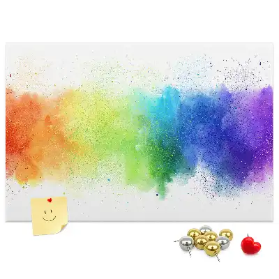 Kork-Pinnwand mit abstraktem Regenbogen-Motiv