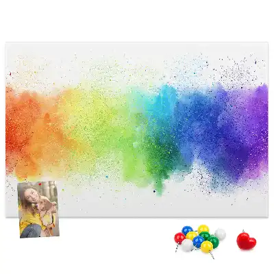 Kork-Pinnwand mit abstraktem Regenbogen-Motiv