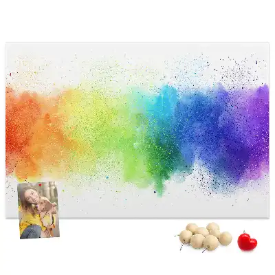 Kork-Pinnwand mit abstraktem Regenbogen-Motiv