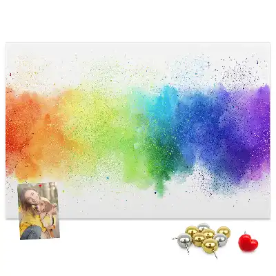 Kork-Pinnwand mit abstraktem Regenbogen-Motiv