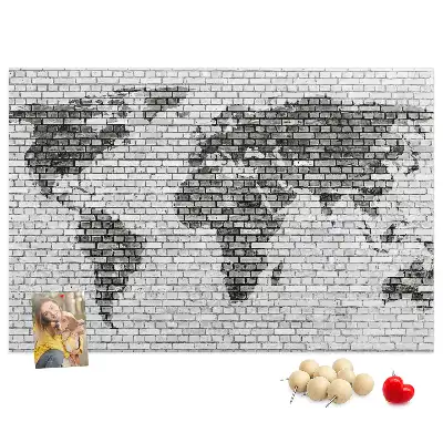 Bedruckte Korkplatte Ziegelmotiv der Welt