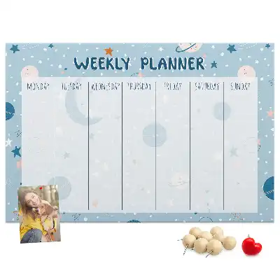 Kork Pinnwand Wochenplaner Weltraum