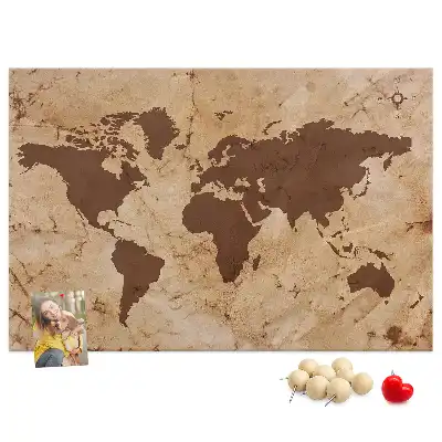 Kork-Pinnwand als Globus-Atlas im Vintage-Stil