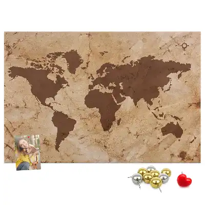 Kork-Pinnwand als Globus-Atlas im Vintage-Stil