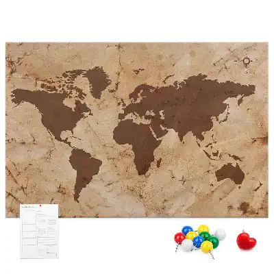 Kork-Pinnwand als Globus-Atlas im Vintage-Stil