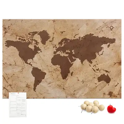 Kork-Pinnwand als Globus-Atlas im Vintage-Stil