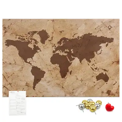 Kork-Pinnwand als Globus-Atlas im Vintage-Stil