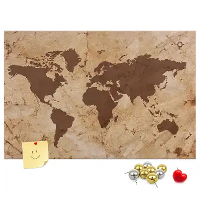 Kork-Pinnwand als Globus-Atlas im Vintage-Stil