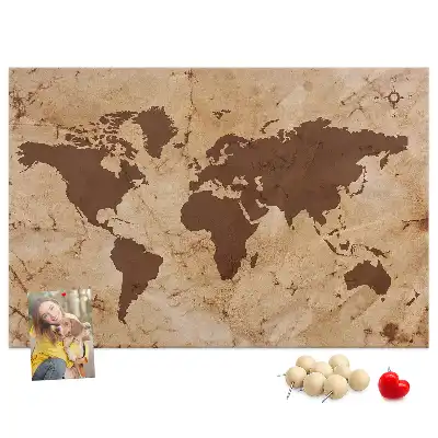 Kork-Pinnwand als Globus-Atlas im Vintage-Stil