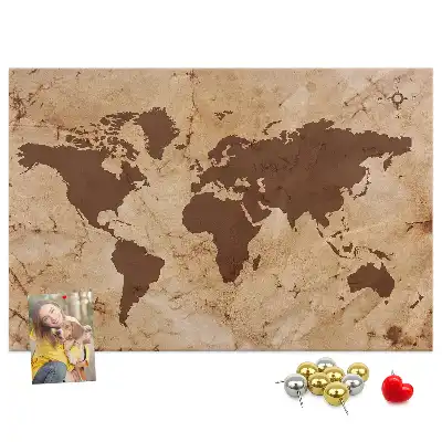 Kork-Pinnwand als Globus-Atlas im Vintage-Stil