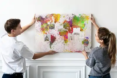 Pinnwand Gemalte Aquarell-Kontinente
