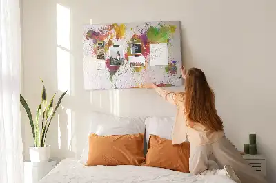 Pinnwand Gemalte Aquarell-Kontinente