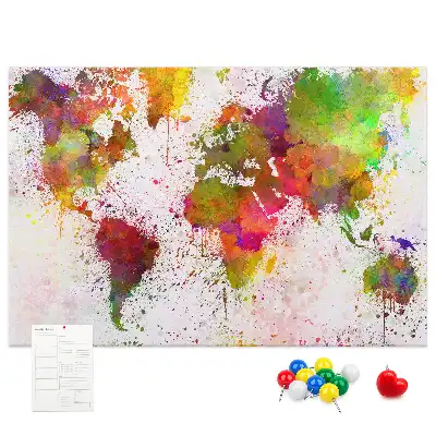 Pinnwand Gemalte Aquarell-Kontinente