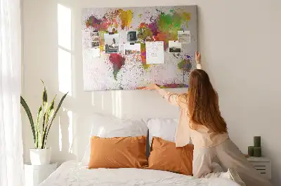 Pinnwand Gemalte Aquarell-Kontinente