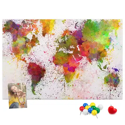 Pinnwand Gemalte Aquarell-Kontinente