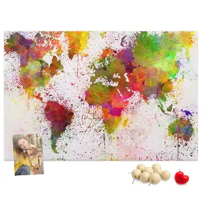 Pinnwand Gemalte Aquarell-Kontinente