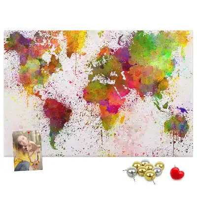Pinnwand Gemalte Aquarell-Kontinente