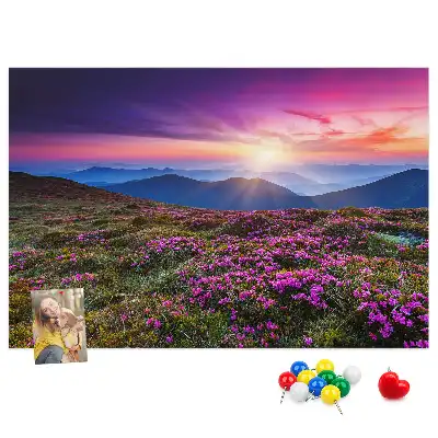 Kork Pinnwand Sonnenaufgang Blumen