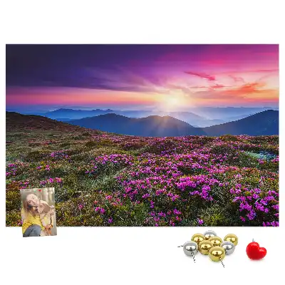 Kork Pinnwand Sonnenaufgang Blumen
