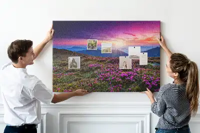 Kork Pinnwand Sonnenaufgang Blumen