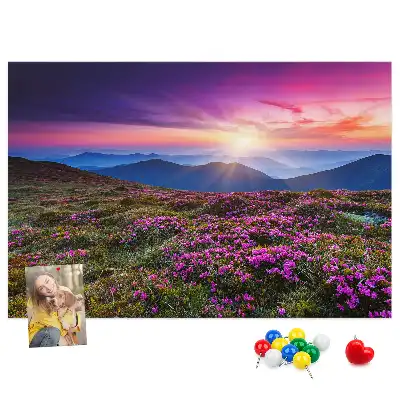 Kork Pinnwand Sonnenaufgang Blumen
